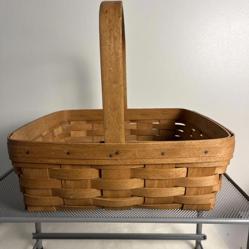 Vintage 1991 Longaberger Fixed Handle 12” X  12” X 4.5” Pie Basket - Picture 2 of 7